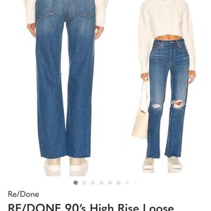Re/Done High Rise Blue Distressed Jeans